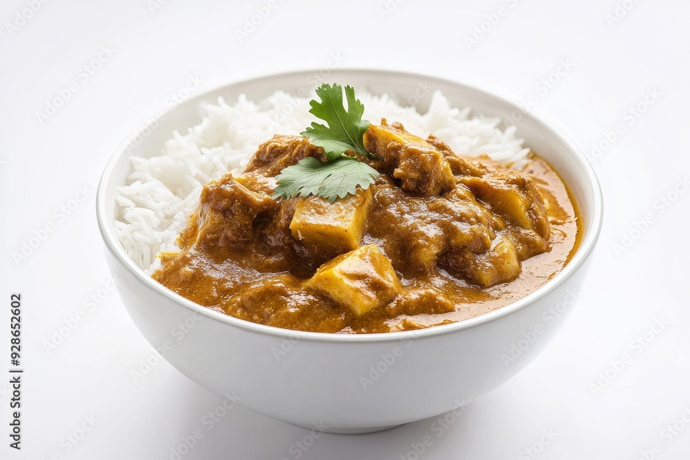 Young Jackfruit Curry, A coconut milk-based curry made with young jackfruit, Isolated on White Background Young Jackfruit Curry, A coconut milk-based curry made with young jackfruit, Isolated on White Background