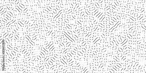 Abstract Turing organic wallpaper with background. Turing reaction diffusion monochrome seamless pattern with chaotic motion. Natural seamless line pattern. Linear design with biological shapes.