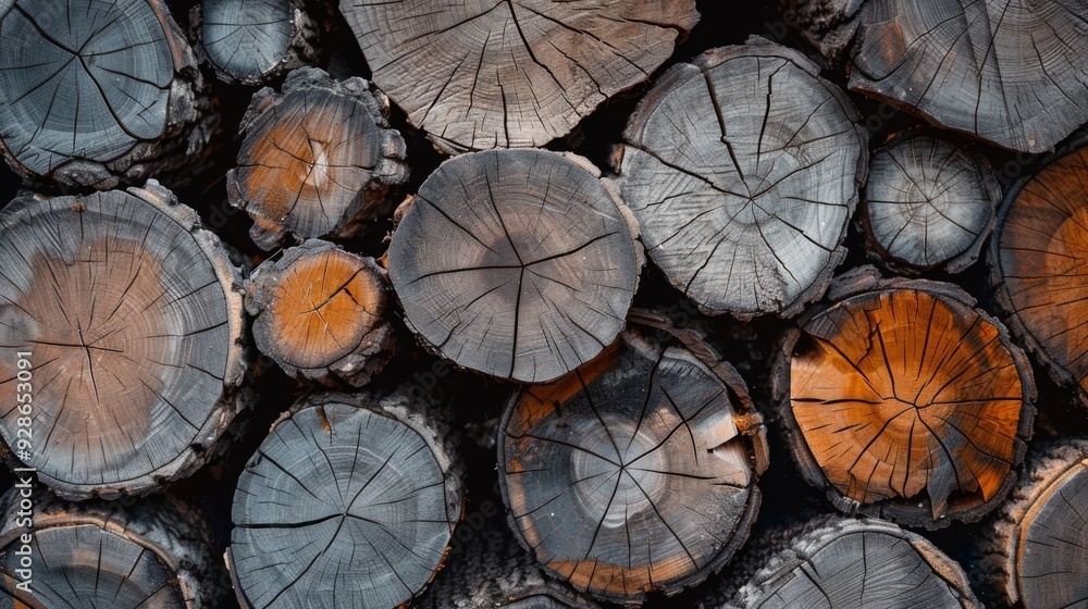 Fototapeta premium Wood stumps piles background illustration generated by ai