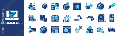 Ecommerce icon collection set. Containing design, online, ecommerce, business, store, internet, and more. Solid vector icons collection.	