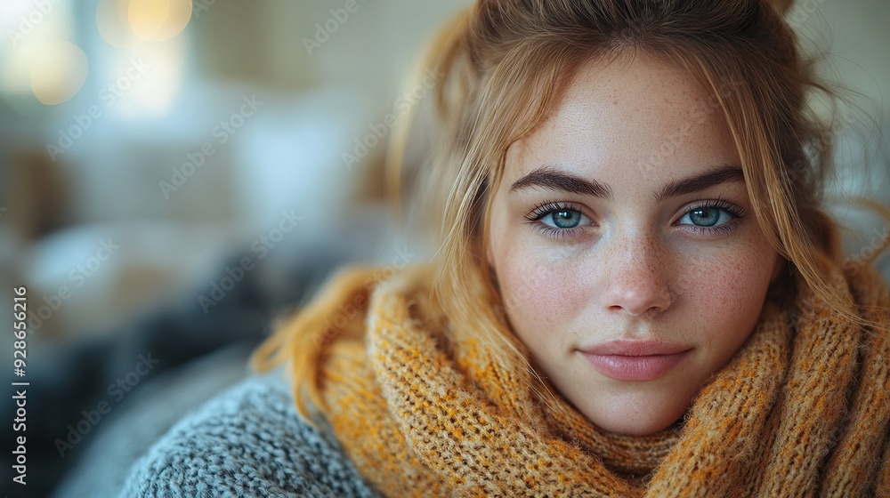 woman sitting on a bed with a blanket, sick woman sitting on a bed with a blanket, sick