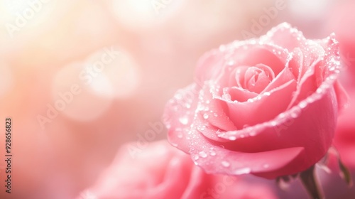 Wallpaper Mural Beautiful pink rose with dew drops, exuding elegance and freshness. Perfect for romantic and nature-themed projects. Torontodigital.ca