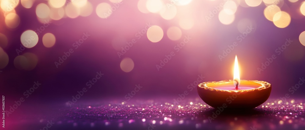 A serene candle glowing softly against a purple background, creating a warm and inviting ambiance for relaxation and reflection. A serene candle glowing softly against a purple background, creating a warm and inviting ambiance for relaxation and reflection.