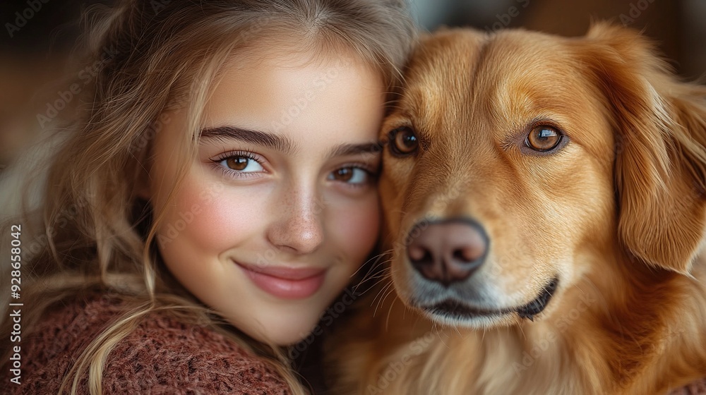 A teenage girl is playing with a pet dog while sitting on a sofa indoors. A teenage girl is playing with a pet dog while sitting on a sofa indoors.