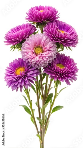 Aster China Bouquet Isolated on a White Background