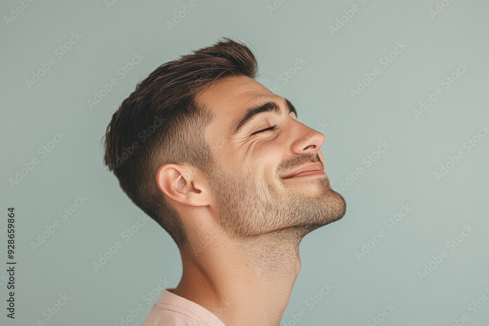 A close up of a man's face with his eyes closed A close up of a man's face with his eyes closed