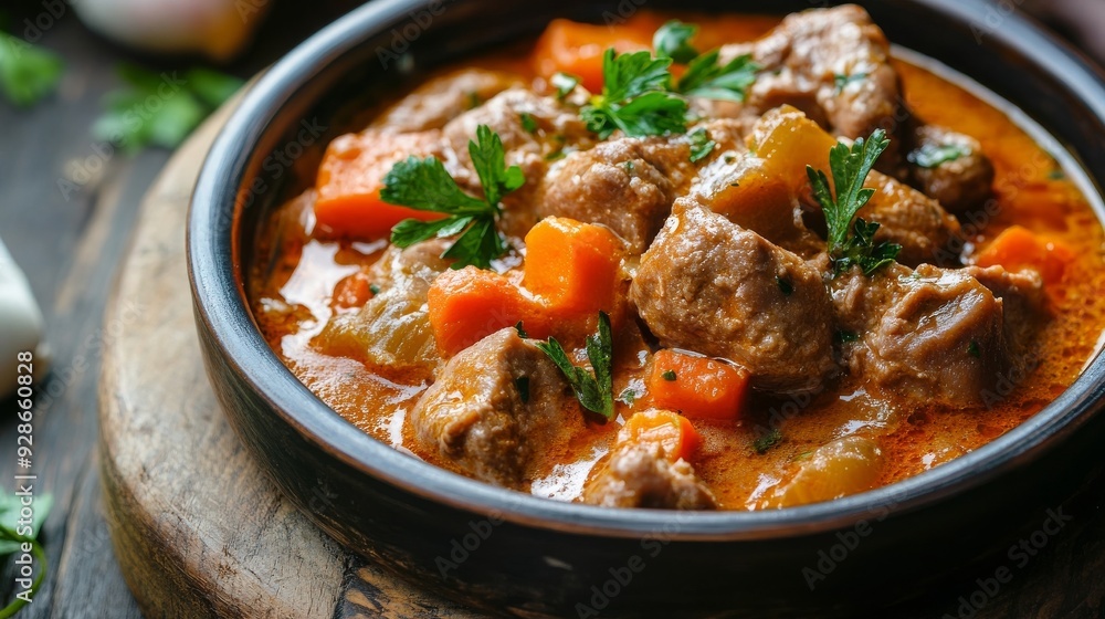 Meaty delight in creamy veggie sauce Meaty delight in creamy veggie sauce