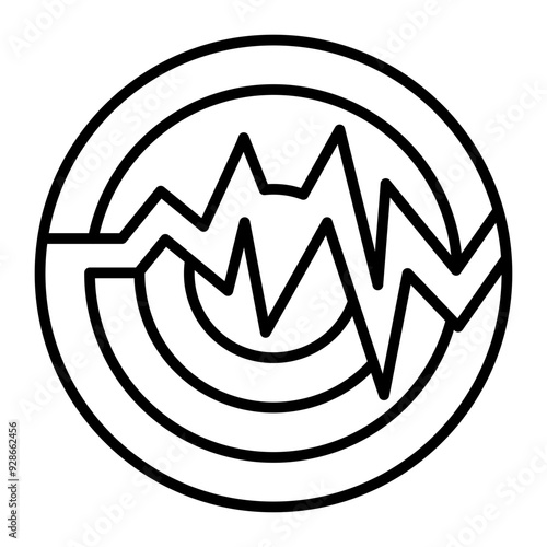 Earthquake Epicenter line icon