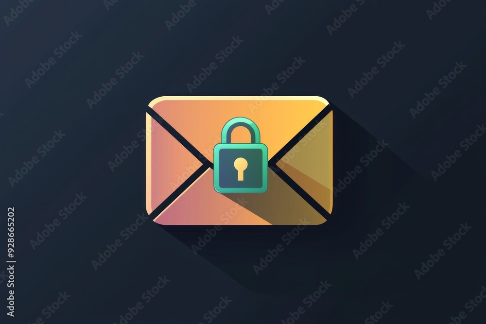 An encrypted email icon in a modern, flat design, showing an envelope with a detailed lock symbol overlaid, emphasizing the security of digital correspondence An encrypted email icon in a modern, flat design, showing an envelope with a detailed lock symbol overlaid, emphasizing the security of digital correspondence