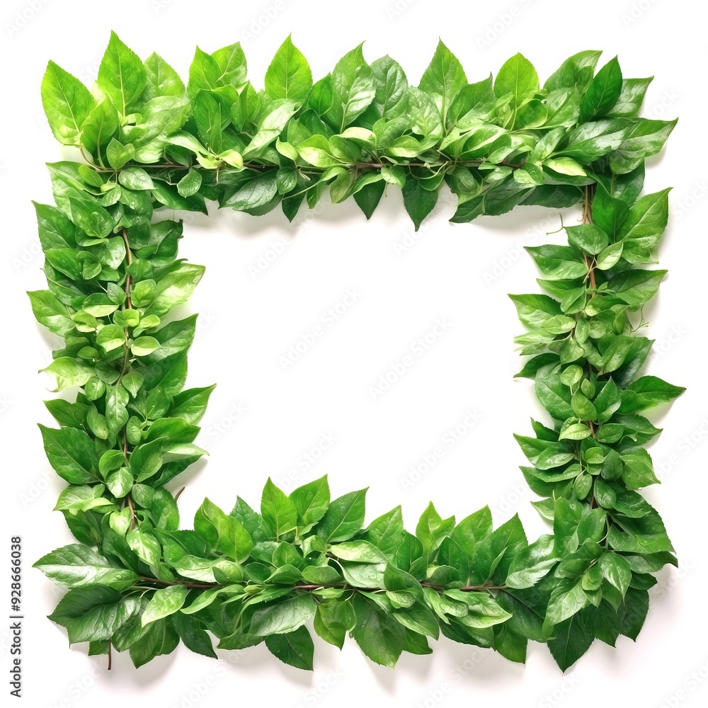 Naklejka premium 白背景の新緑のフレーム