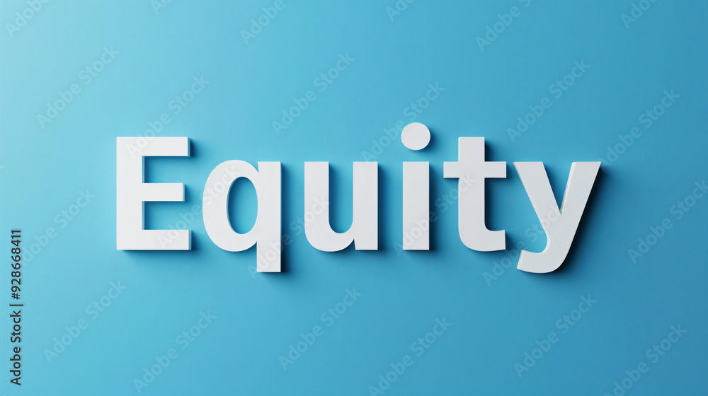 3d rendering of the word equity in white on a blue background, symbolizing both financial and social ideas 3d rendering of the word equity in white on a blue background, symbolizing both financial and social ideas