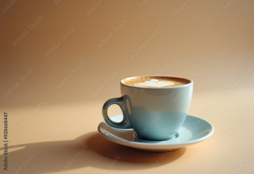 A cup of coffee on a beige background. A cup of coffee on a beige background.