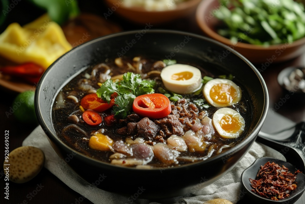 Pasuruan Black Soup, This version from Pasuruan, East Java, is similar to other East Javanese rawon but may include unique local spices and ingredients, giving it a distinct flavor. Pasuruan Black Soup, This version from Pasuruan, East Java, is similar to other East Javanese rawon but may include unique local spices and ingredients, giving it a distinct flavor.