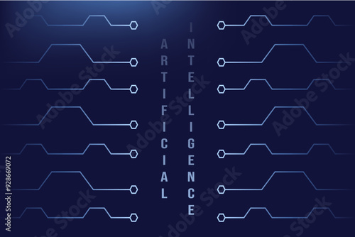 Digital tachnology discord banner template design with circuit and inscription of artificial intelligence. Vector illustration for web