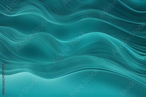 Soft flowing sound waves in shades of teal turquoise and aqua creating a soothing effect, AI Generated