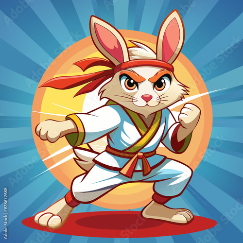 bunny cartoon karate illustration