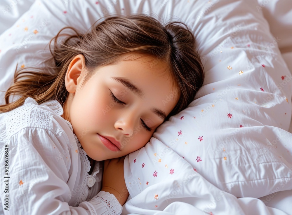 Peaceful slumber of a little girl in her cozy bed Peaceful slumber of a little girl in her cozy bed