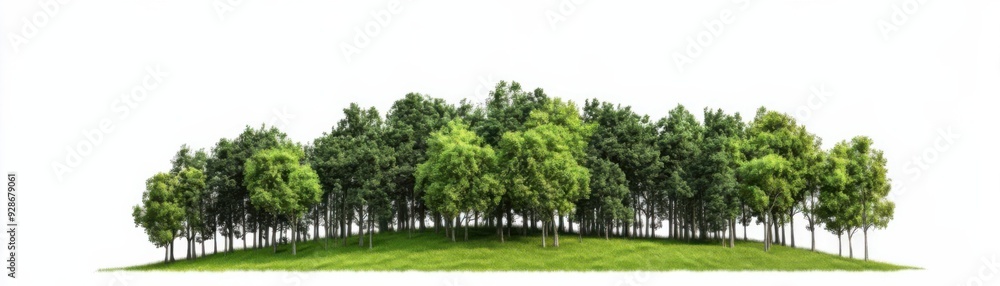 A digital illustration of a dense grove of trees on a grassy field, with a white background. A digital illustration of a dense grove of trees on a grassy field, with a white background.