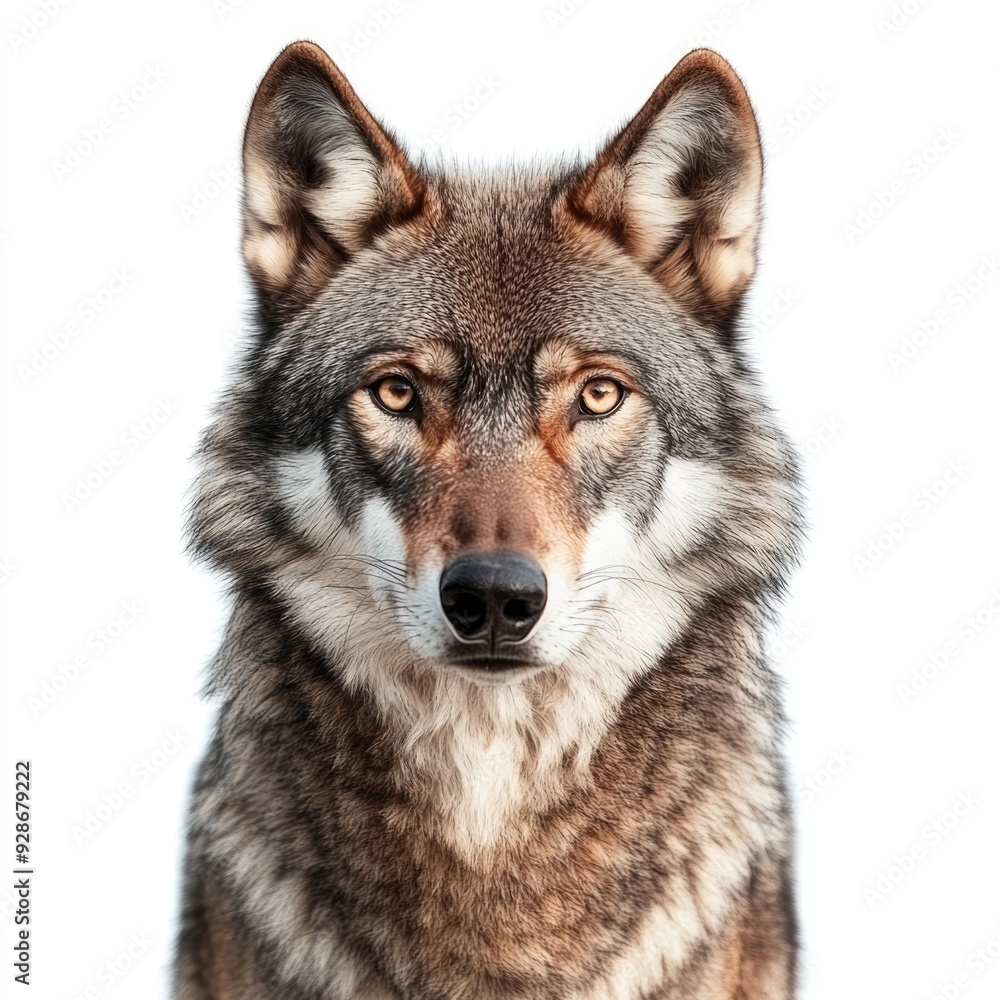 Obraz premium Close-up Portrait of a Gray Wolf with Intense Eyes