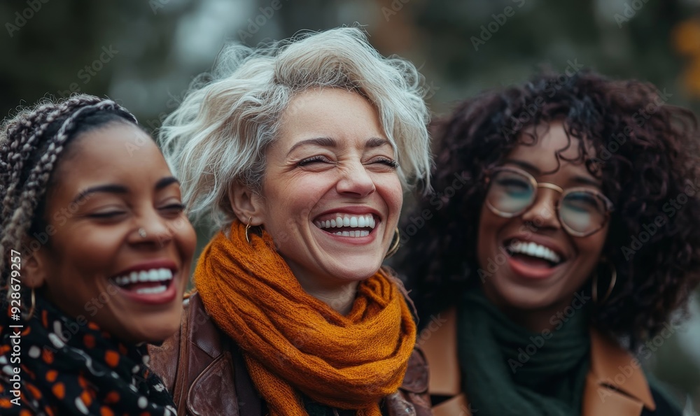 Diverse group of women laughing together, Generative AI Diverse group of women laughing together, Generative AI