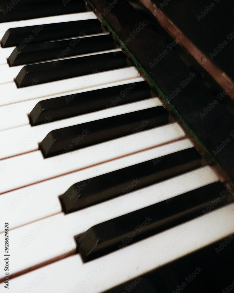 the piano keys close up