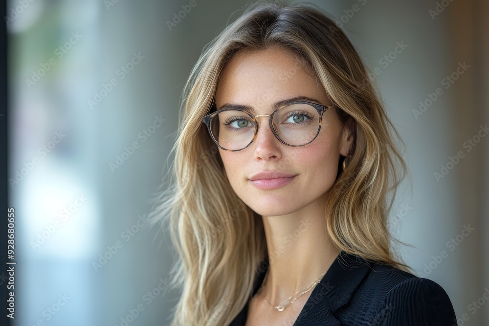 Smart, intelligent, friendly, likable portrait of an executive business woman manager, advisor, agent, representative with glasses, Generative AI Smart, intelligent, friendly, likable portrait of an executive business woman manager, advisor, agent, representative with glasses, Generative AI
