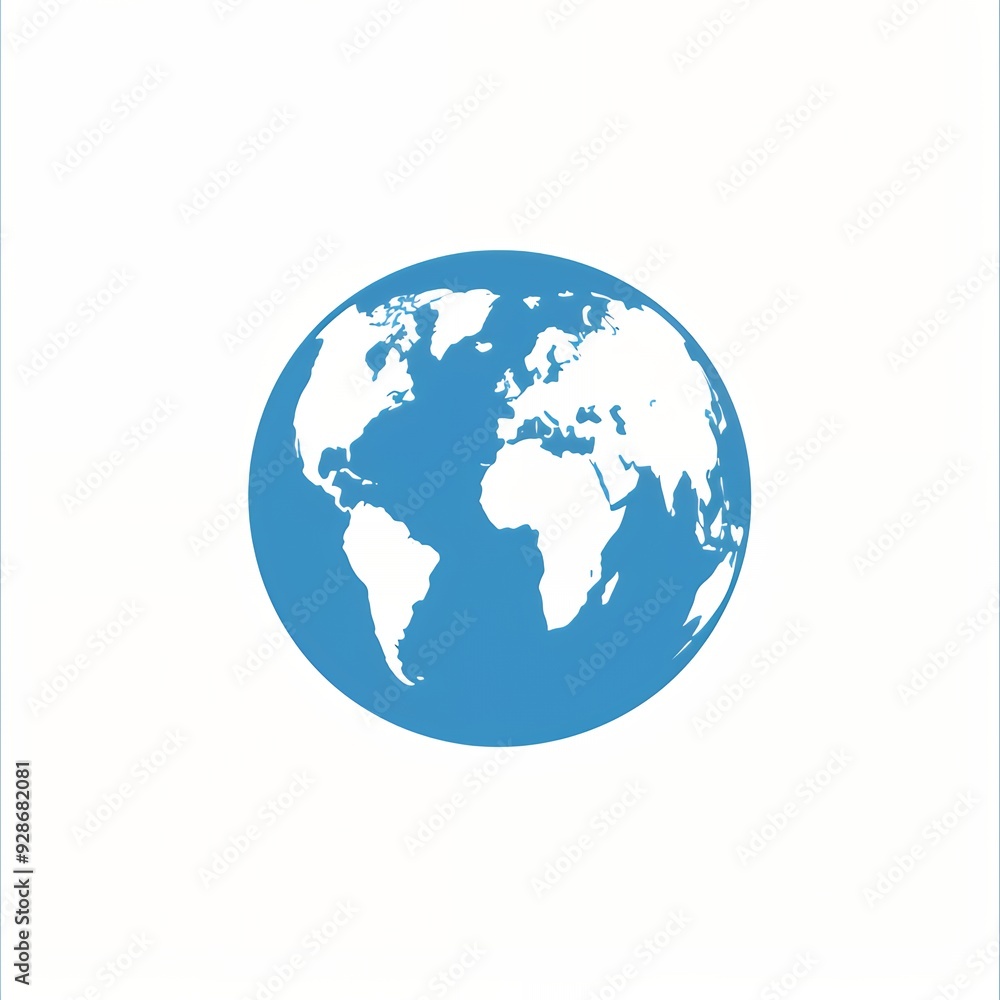 Simple blue globe icon with a white outline of the continents. Simple blue globe icon with a white outline of the continents.