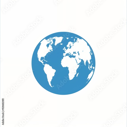 Simple blue globe icon with a white outline of the continents.