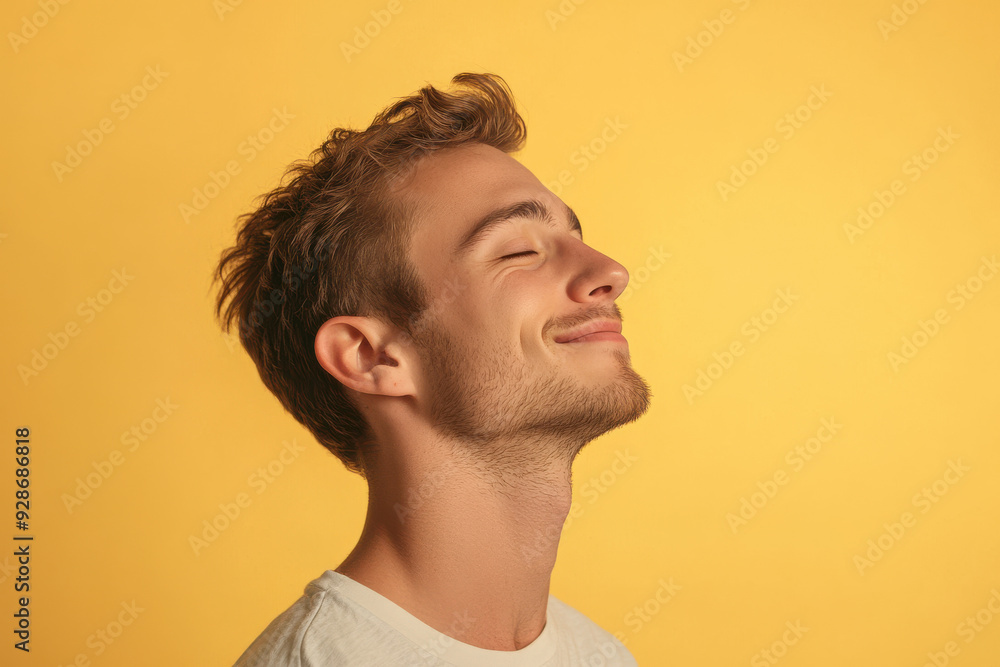 A close up of a man's face with his eyes closed A close up of a man's face with his eyes closed