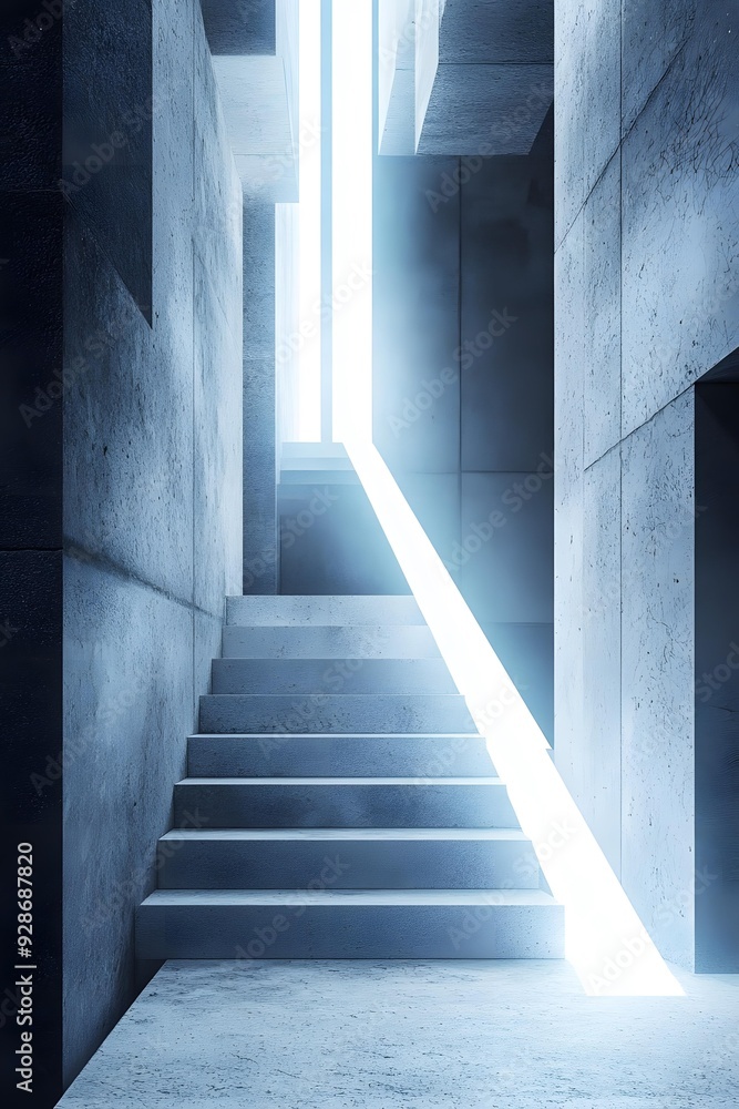 Concrete Staircase Leading to Bright Light Concrete Staircase Leading to Bright Light