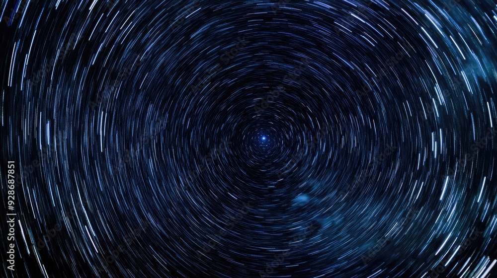 A breathtaking view of star trails encircling the North Star, with the night sky filled with luminous paths of light. A breathtaking view of star trails encircling the North Star, with the night sky filled with luminous paths of light.