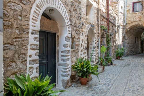 Obraz na płótnie The old village of Mesta is one of the main Mastihochoria villages in Chios, Greece.Chios stone houses, streets. w salonie