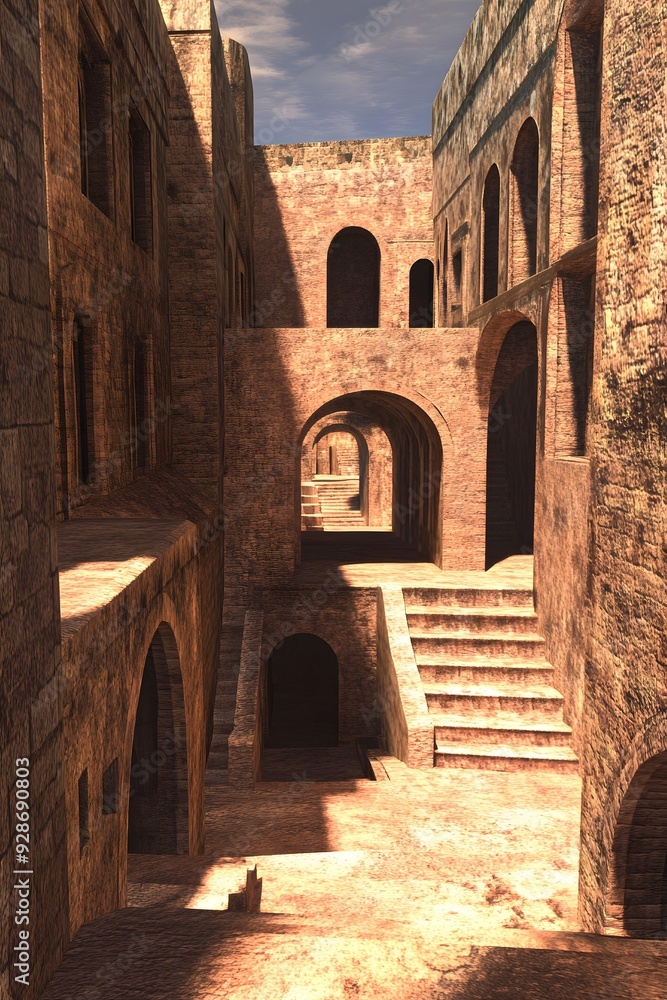 Naklejka premium Ancient City Building Architecture