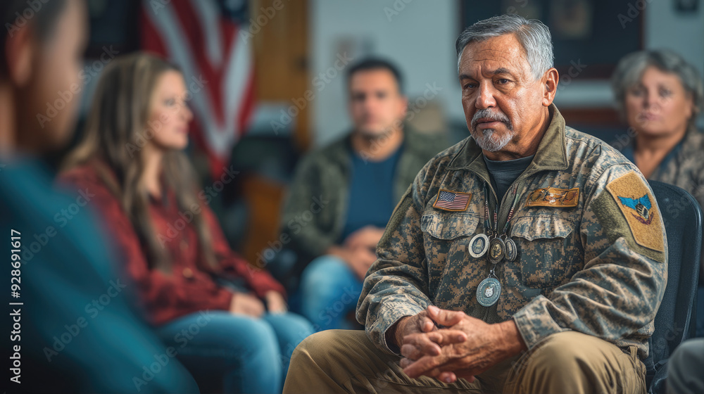 Military Veterans in PTSD Therapy Session Military Veterans in PTSD Therapy Session