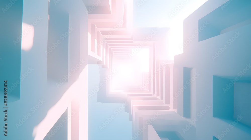 Fototapeta premium Abstract White Architecture Tunnel with Light