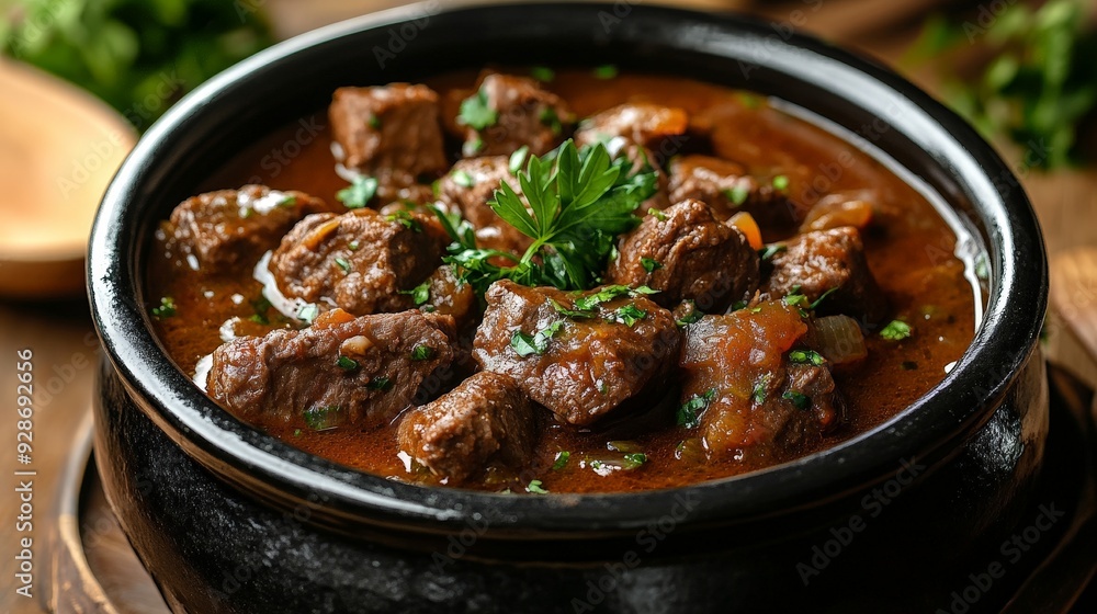 Authentic German Stew in a Rustic Kitchen Setting Authentic German Stew in a Rustic Kitchen Setting