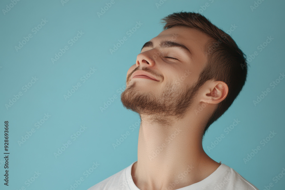 A close up of a man's face with his eyes closed A close up of a man's face with his eyes closed