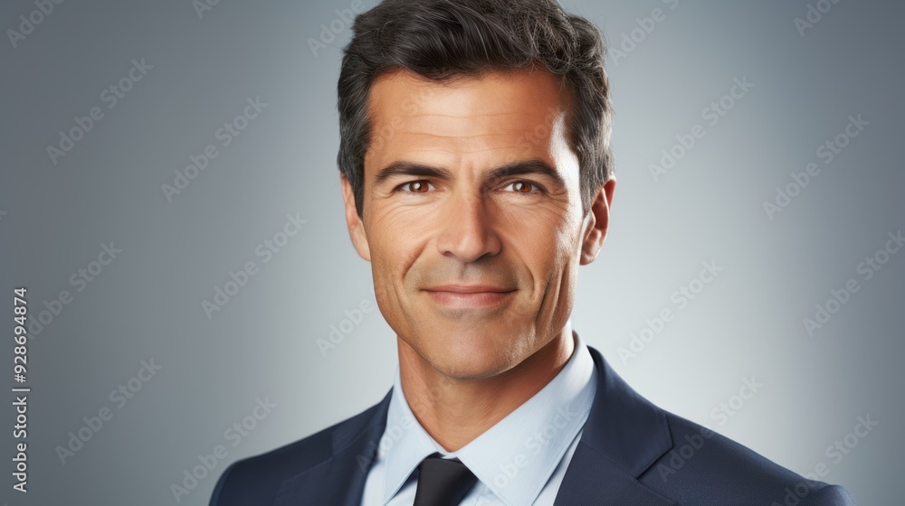 A charismatic male executive smiling warmly A charismatic male executive smiling warmly