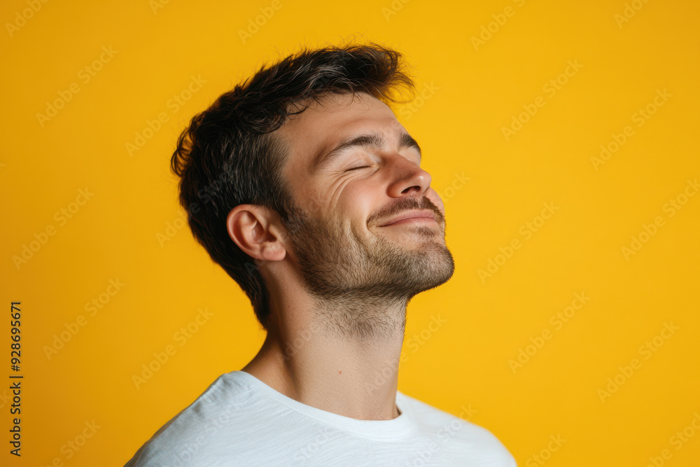 A close up of a man's face with his eyes closed A close up of a man's face with his eyes closed