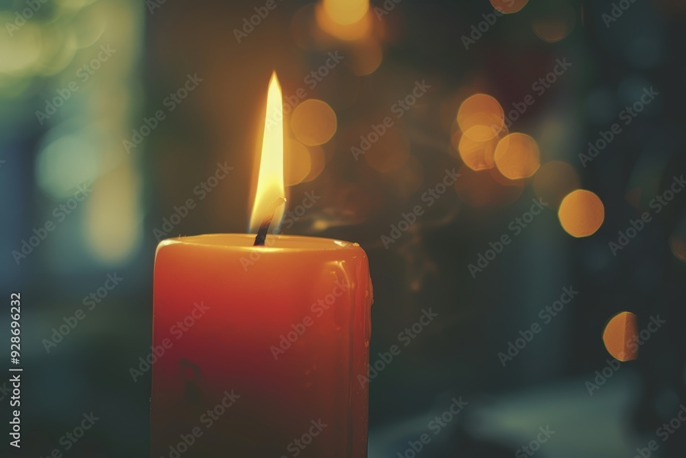 A single candle burns brightly.