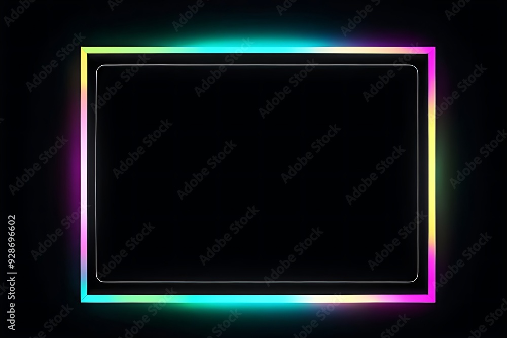 A colorful frame with a black background. The frame is illuminated and has a neon glow. The colors are bright and vibrant, creating a sense of energy and excitement A colorful frame with a black background. The frame is illuminated and has a neon glow. The colors are bright and vibrant, creating a sense of energy and excitement
