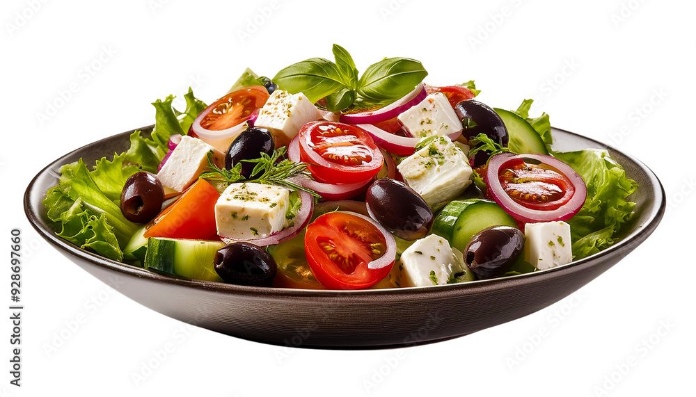 Fresh and Flavorful Greek Salad on a White Background Fresh and Flavorful Greek Salad on a White Background