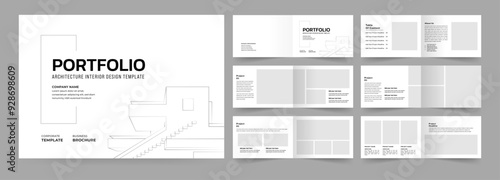 Landscape portfolio template for architecture and interior design, Use for annual report, proposal, portfolio, brochure, catalog, magazine, booklet.