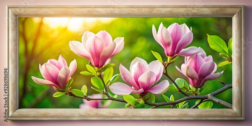 Magnolia Blossom Framed in Sunlight, framed , spring , nature , flower , beauty