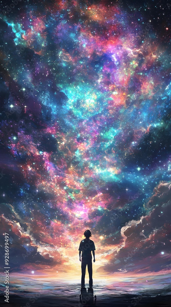 A Man Standing In Front of A Galaxy