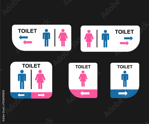 Set toilet signs restroom sign