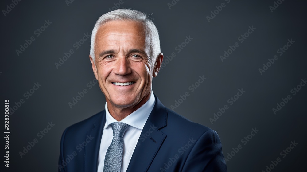 A senior man with silver hair confidently smiling A senior man with silver hair confidently smiling