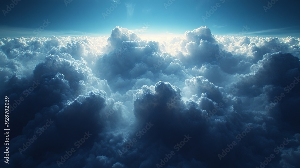 The sky is filled with clouds and the sun is shining through them The sky is filled with clouds and the sun is shining through them