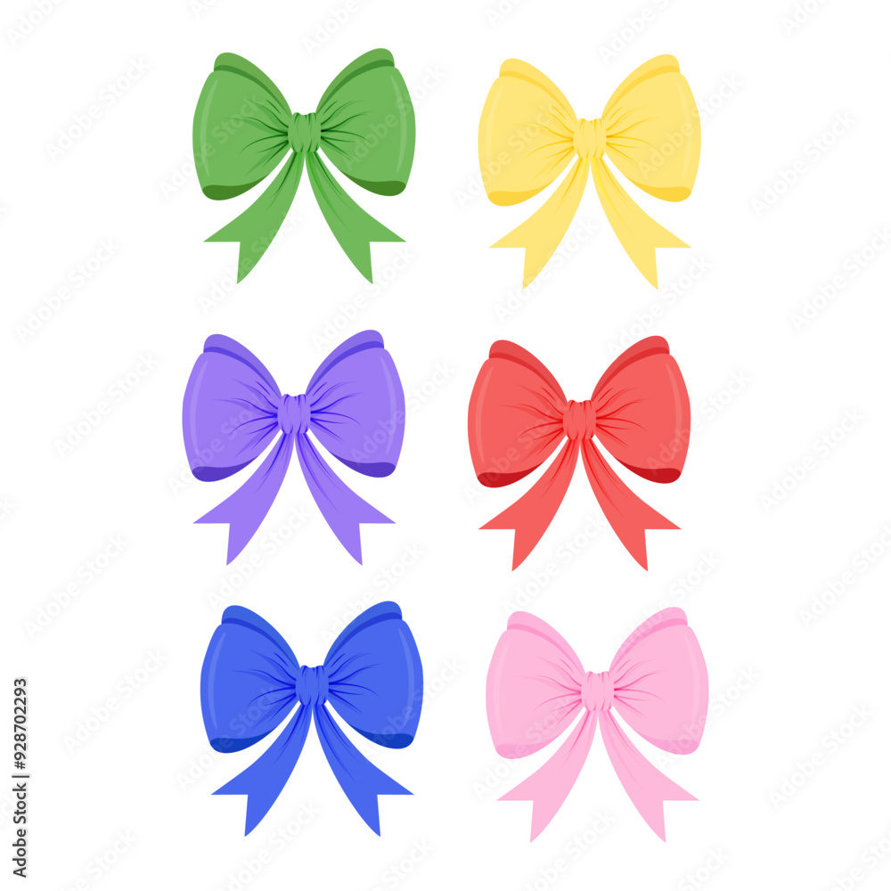 A set of multicolored bows A set of multicolored bows