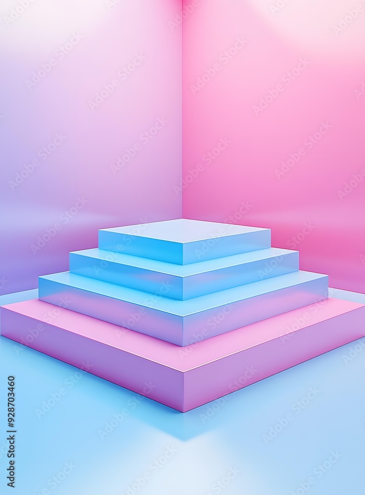 Abstract Background With Blue and Pink Platforms Abstract Background With Blue and Pink Platforms